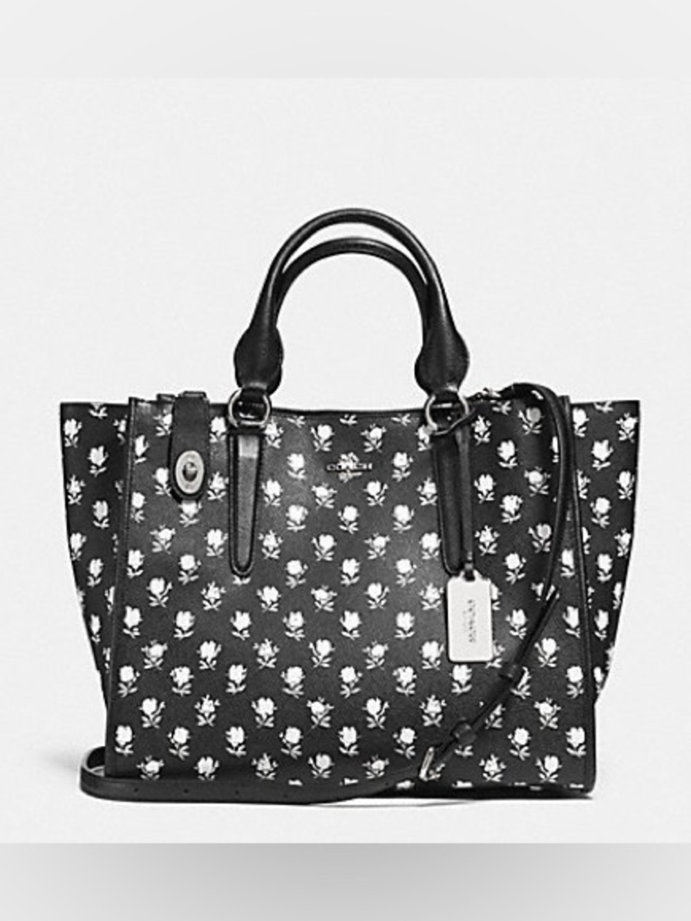Coach F34775 Crosby Carryall in Printed Crossgrain Badlands (Silver/Black/White)